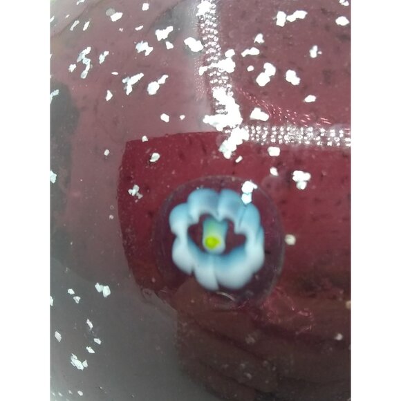 Hand Blown Art Glass Floral Speckled  Pedestal Ornament 5.75" Tall 3" Diameter - Picture 4 of 12